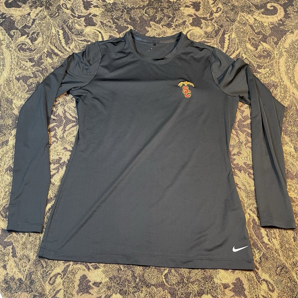 Nike Long Sleeve Compression Shirt USC Trojans Womens Size Large Black